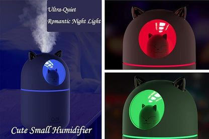 Portable 300ml Mini Cool Mist Humidifier With Night Light, USB Auto Shut-Off, Ultra-Quiet, 2 Spray Modes for Home Office Travel (Green)