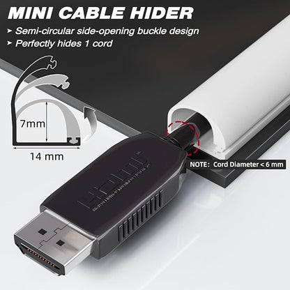 118”TV Cord Hider for Wall Mounted TV, Selfadhesive Wall Cable Hider for 1 Cord, Flexible Silicone White Cord Covers Wire Hiders for Cords on Wall,Babyproof Cable Concealer Raceway Management