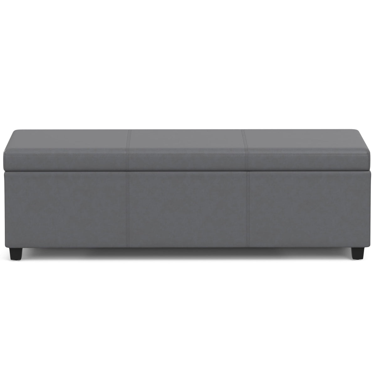 Avalon 54" Wide Vegan Leather Storage Ottoman in Stone Grey