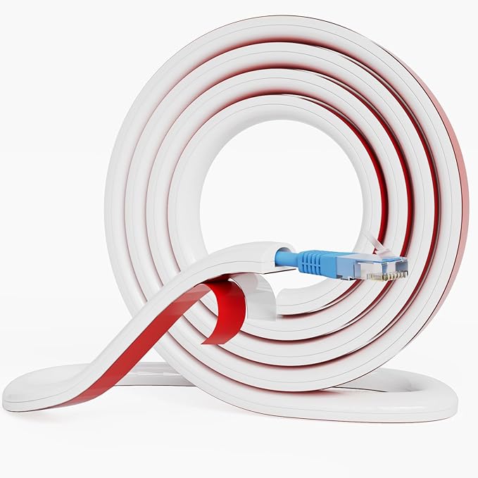 Cord Hider Raceway Kit, 39 inch Wall Cable Hider for 1 Cable, Silicone Material Hiding Wall Mount TV Powers Cords in Home Office, W0.59 H0.39in White