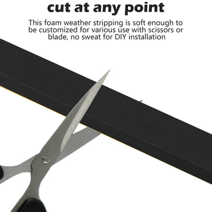 Black Door Window Weather Stripping Self Adhesive Foam Tape High Density Foam Sealing Strip Window Insulation Weatherproof Gasket Tape for Doors and Windows (16.5 Foot)