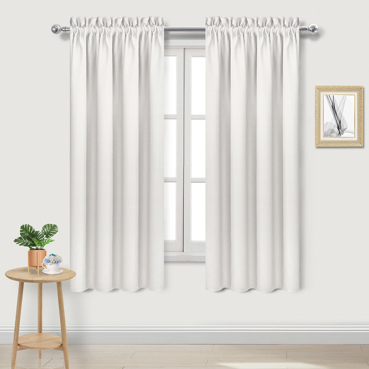 Blackout Curtains for Bedroom Living Room 42 x 72 Inch Long Ivory (2 Count)
