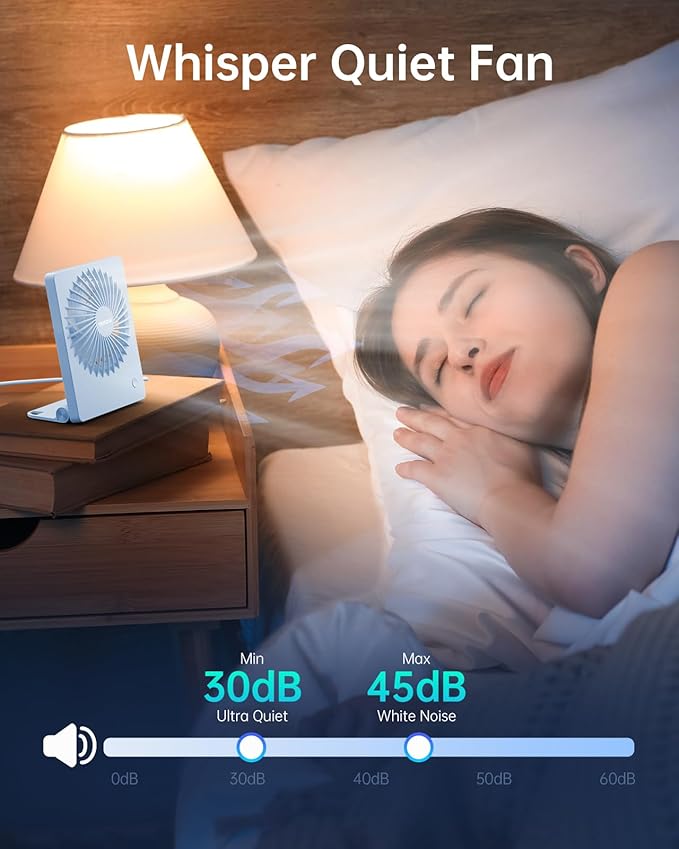 TriPole Mini Desk Fan USB Powered Portable Fan Small Personal Fan 3 Speeds Strong Airflow Table Fan for Travel Home Office Bedroom Desktop, 3.3ft Cable (No Battery, Blue)