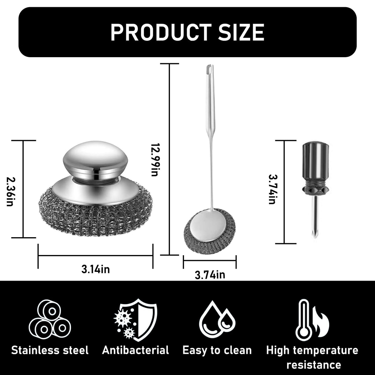 Stainless Steel Wool Metal Wire Scrubber Sponge Scouring Pads