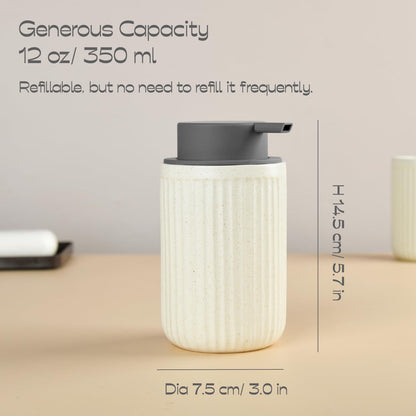 Speckled Beige Rippled Ceramic Foaming Soap Dispenser