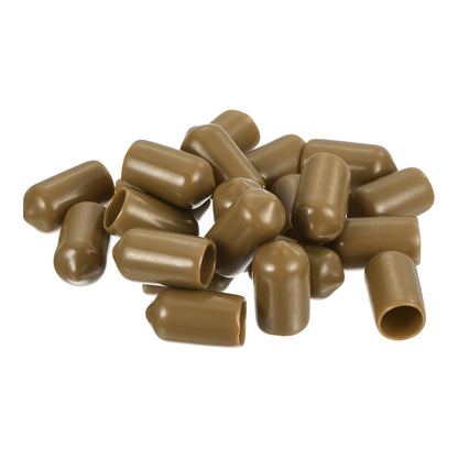20pcs Rubber End Caps 8.5mm ID Vinyl PVC Round Tube Bolt Cap Cover Screw Thread Protectors Light Brown