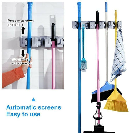 Broom Holder Wall Mount and Garden Tool Organizer