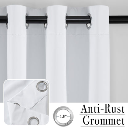 White Total Blackout Curtains 84 inch Length 2 Panels Set