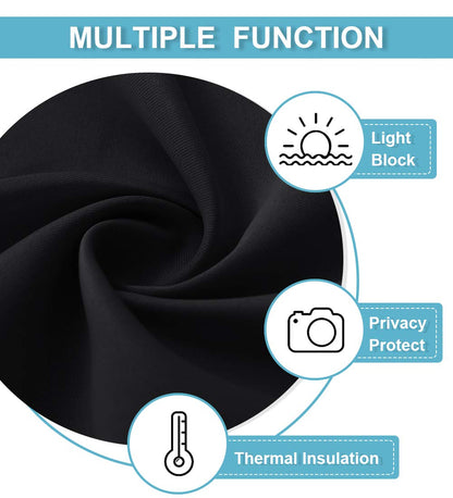 Black Blackout Curtains for Bedroom Living Room 72 inches Long