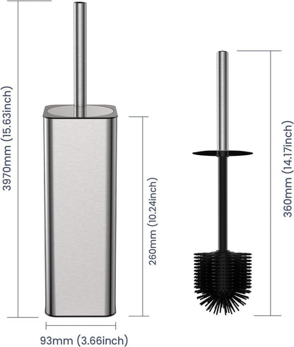 Toilet Bowl Brush and Holder for Bathroom Silver