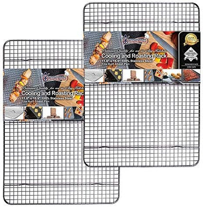 KITCHENATICS Half Sheet Cooling Rack Stainless Steel Oven Safe Set of 2