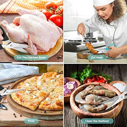iBayam 3-Color Stainless Steel Dishwasher Safe Kitchen Shears Food Scissors