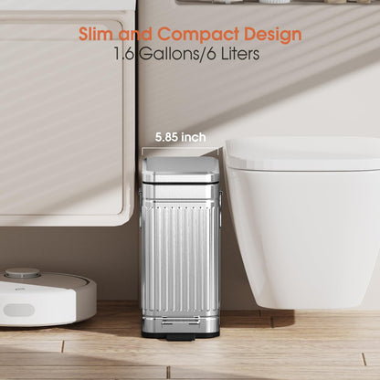 Small Bathroom Trash Can with Lid Soft Close