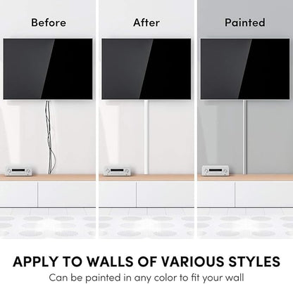 Cord Covers for Wires on Wall - 300in Cable Management Cable Hider - Cord Hiders for TV On Wall - Paintable Cable Concealer - Wire Covers for Cords - 20X (L16 x W0.95 x H0.5) - Medium | White