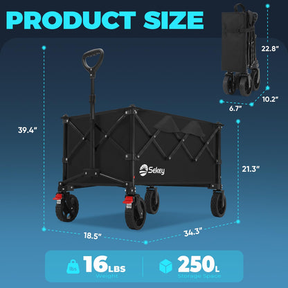 Collapsible Foldable Wagon with 300lbs Weight Capacity