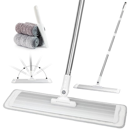 18" Commercial Flat Microfiber Floor Mop Cleaning System with 4 Washable Pads Cleaner for Home Cleaning