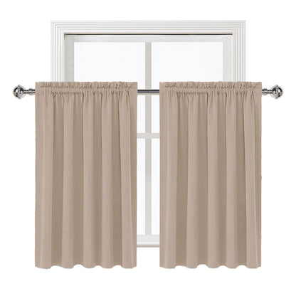 Short Blackout Curtains 60 x 36 Inch Long for Kitchen RV Bunk Camel (2 Count)