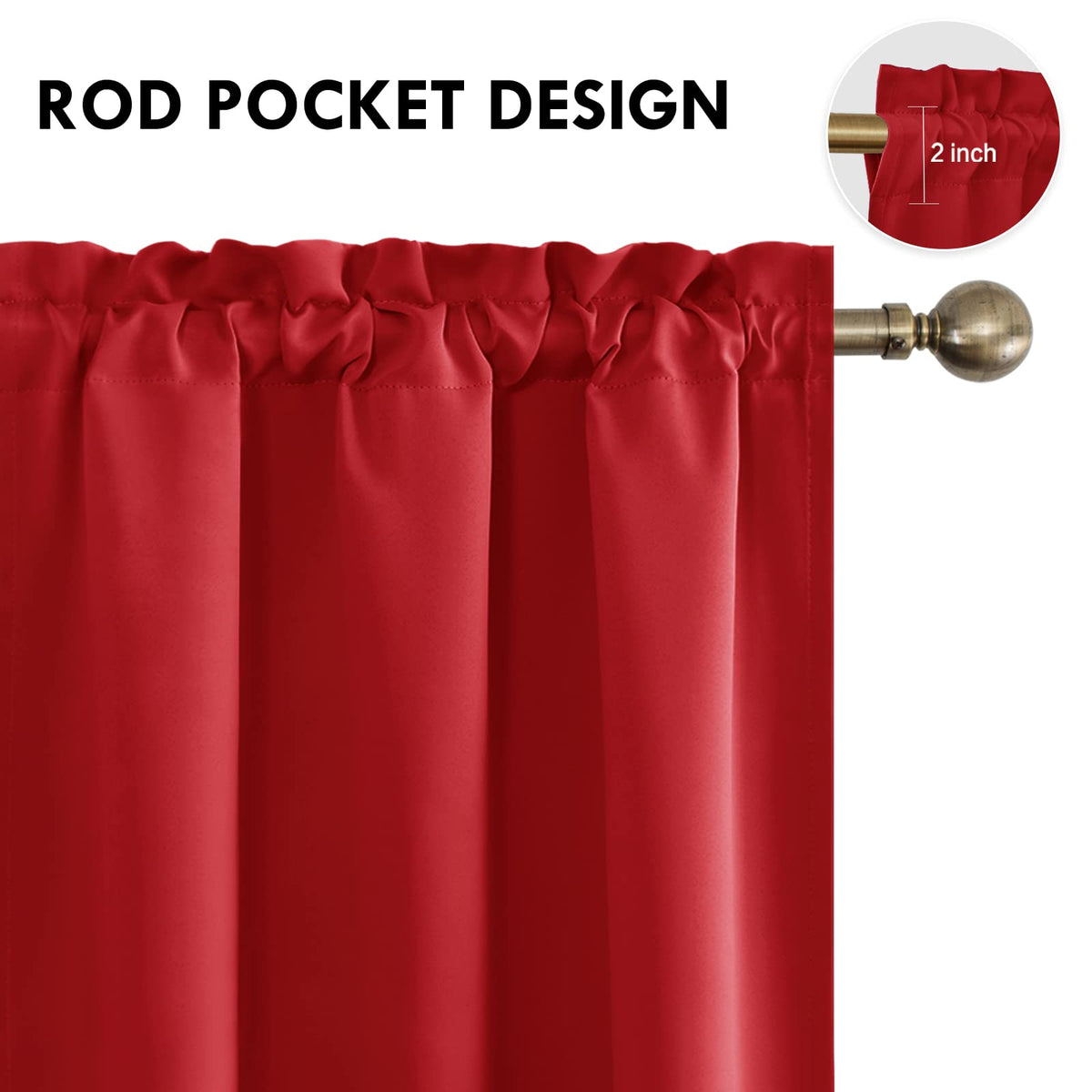 Blackout Curtains for Bedroom Living Room 42 x 45 Inch Long Red