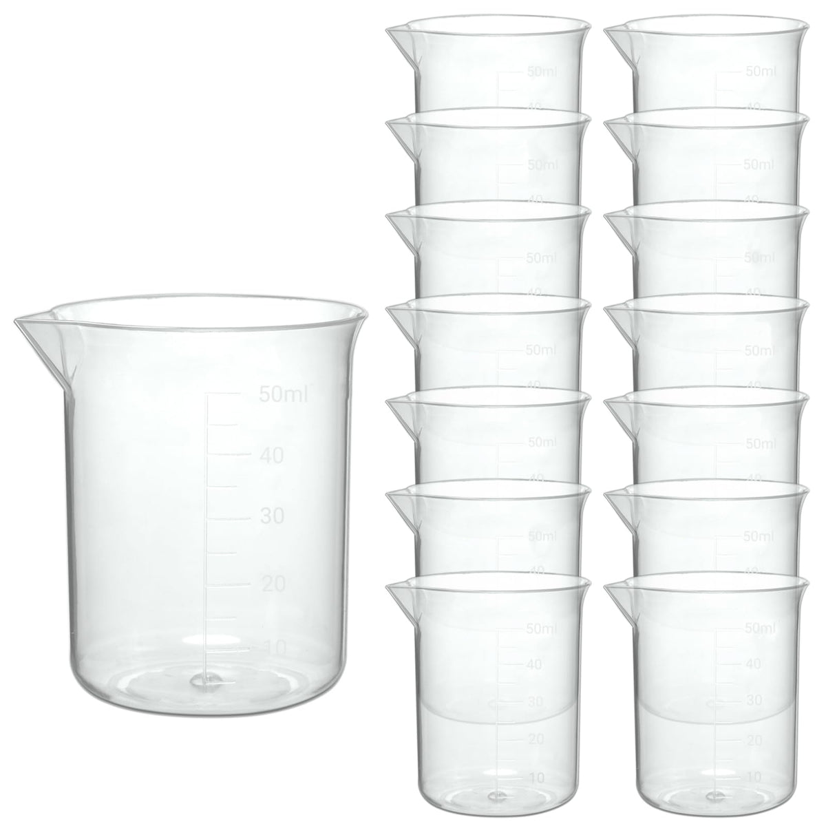 50ml Plastic Laboratory Beakers with Transparent Measuring Scale (15 Count (50ml))
