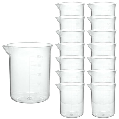 50ml Plastic Laboratory Beakers with Transparent Measuring Scale (15 Count (50ml))