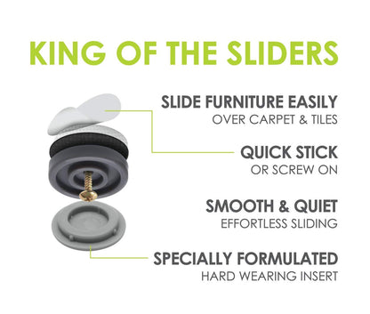 GorillaGlides CB253 1 Inch Chair Sliders (8 Count)