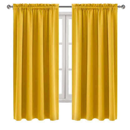 Blackout Curtains for Bedroom Living Room 52 x 63 Inch Long Yellow (2 Count)