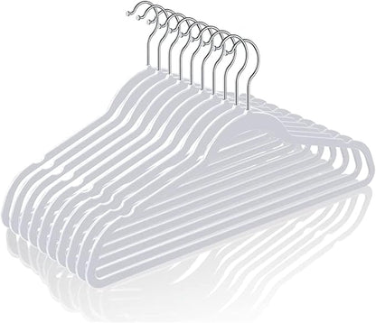 TIMMY 50 Plastic Hangers 17.7 Inch Non-Slip, Space Saving Closet Organizers, Heavy Duty Slim Hangers for Pants, Shirts, Coats (Grey, Ultra Thin & Durable)