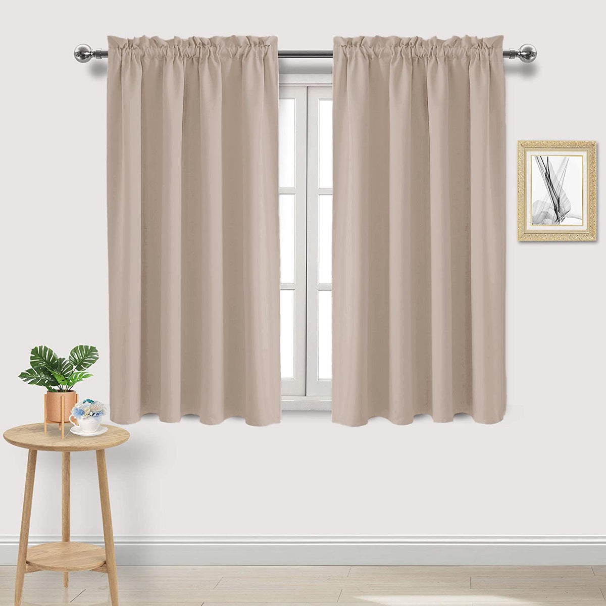 Blackout Curtains for Bedroom Living Room 52 x 54 Inch Long Camel (2 Count)