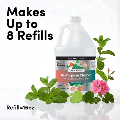 SuperCharged All Purpose Cleaner Refill with Smart Probiotic + Enzyme Complex (128 Fl Oz)