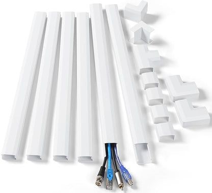ZhiYo Wall Cable Hider, Cord Hider to Hide 3-4 Cords, Self-Adhesive TV Wire Hider for Wall, Cable Management Kit, Wire Raceway White, 102in 6 x L17in, Paintable Cord Concealer, W1.2in x H0.6in