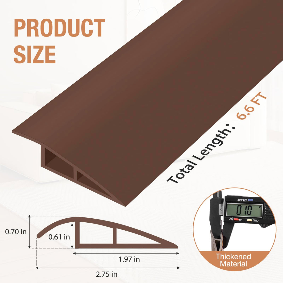 Floor Transition Strip Self Adhesive Vinyl Door Threshold Strip (6.6 Foot)