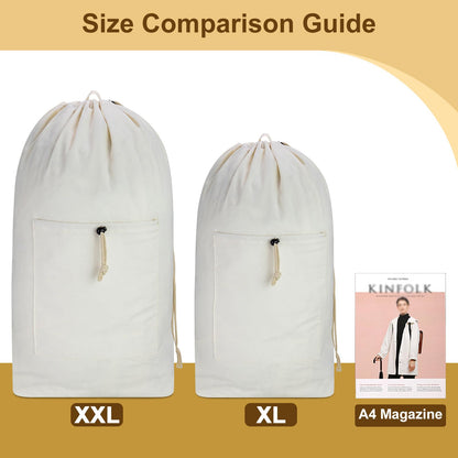 Laundry Backpack Canvas Laundry Bag with Straps Drawstring