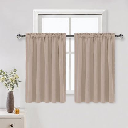 Short Blackout Curtains 60 x 36 Inch Long for Kitchen RV Bunk Camel (2 Count)