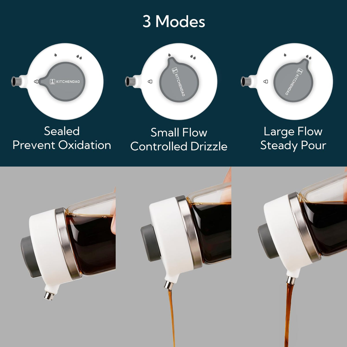 Precision Pour Glass Soy Sauce Dispenser with 3 Modes