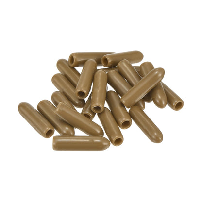 20pcs Rubber End Caps 2.5mm ID Vinyl PVC Round Tube Bolt Cap Cover Screw Thread Protectors Light Brown