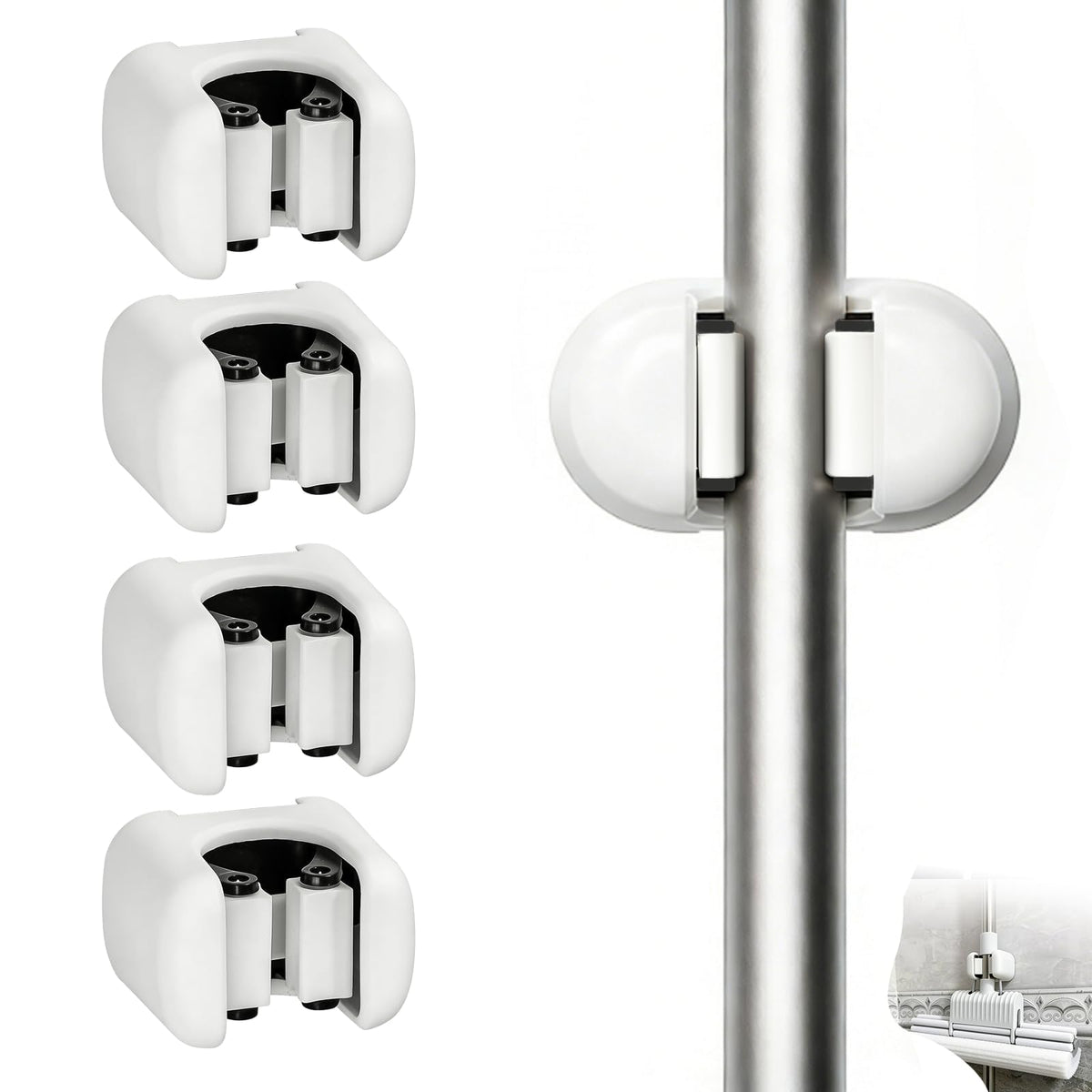 4 Pack Mop and Broom Holder Wall Mount with Self