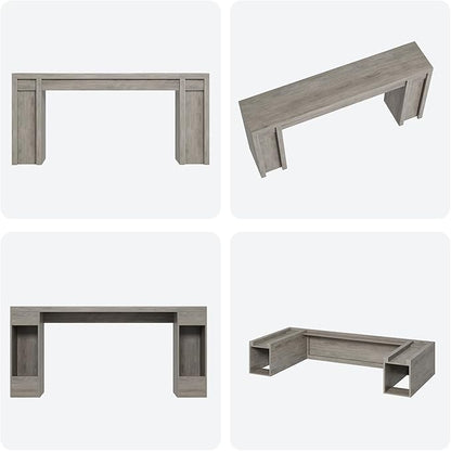 Garvee 70.9 in Gray Entryway Table, Wooden Farmhouse Console Table Below Mounted TV, Thick Sofa Table Behind Couch Table, Long Console Tables for Entryway Living Room