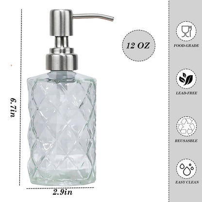 12Oz Clear Glass Soap Dispenser