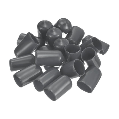 20pcs Rubber End Caps 13.5mm ID Vinyl Round Tube Bolt Cap Cover Thread Protectors Dark Grey