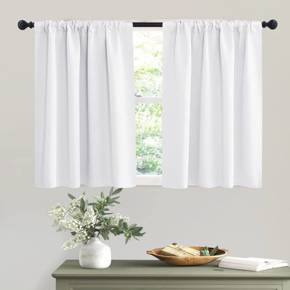 Short Pure White Curtains for Small Bedroom Kitchen Cafe Window