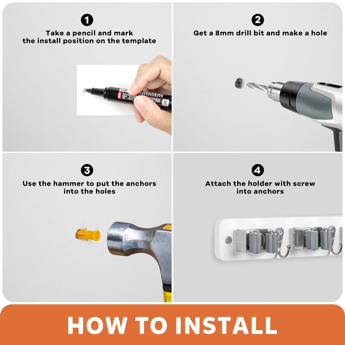 Broom Holder Wall Mount