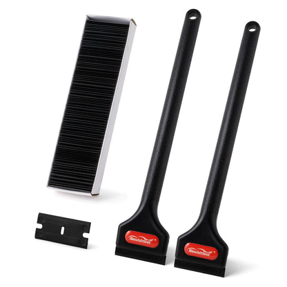 2 Pcs Long Handle Plastic Razor Blade Scraper and 100 PCS Blades