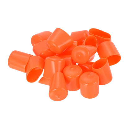 20pcs Rubber End Caps 22mm ID Vinyl Round Tube Bolt Cap Cover Screw Thread Protectors Orange