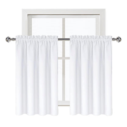 White Short Curtains 36 inches Long for Kitchen RV Bunk 2 Panels (2 Count)