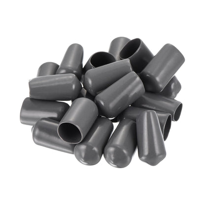 20pcs Rubber End Caps 11mm ID Vinyl PVC Round Tube Bolt Cap Cover Screw Thread Protectors Dark Grey