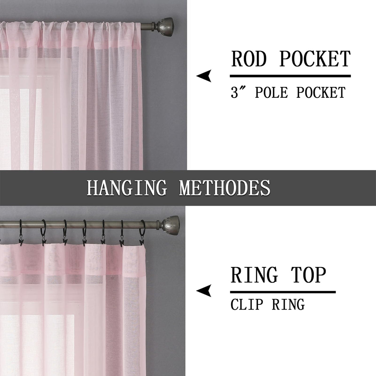 Short Sheer Curtain Living Room Linen Textured Curtains Sheer Light Filtering Voile Rod Pocket Curtain for Bedroom (2 Count)
