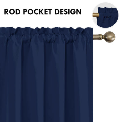 Blackout Curtains for Bedroom 42 x 54 Inch Long Navy Blue 2 Panels (2 Count)