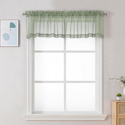 Sage Green Sheer Valance for Windows 2 Pack (2 Count)