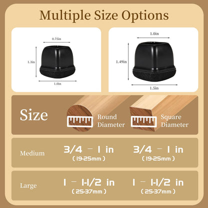 Square Chair Leg Floor Protectors for Hardwood Floors Large 24pcs (24 Count)