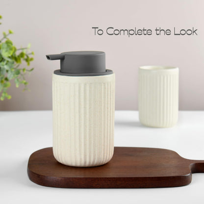 Speckled Beige Rippled Ceramic Foaming Soap Dispenser